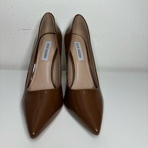 Steve Madden Altisha Brown High Heels Stilettos Patent Faux Leather Size 9.5 M